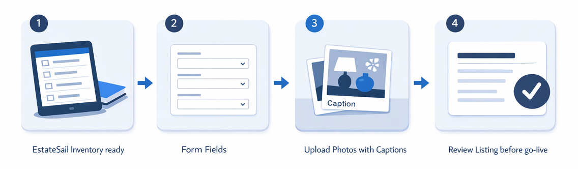 Inventory ready to auto-fill to photo captions to review listing flow