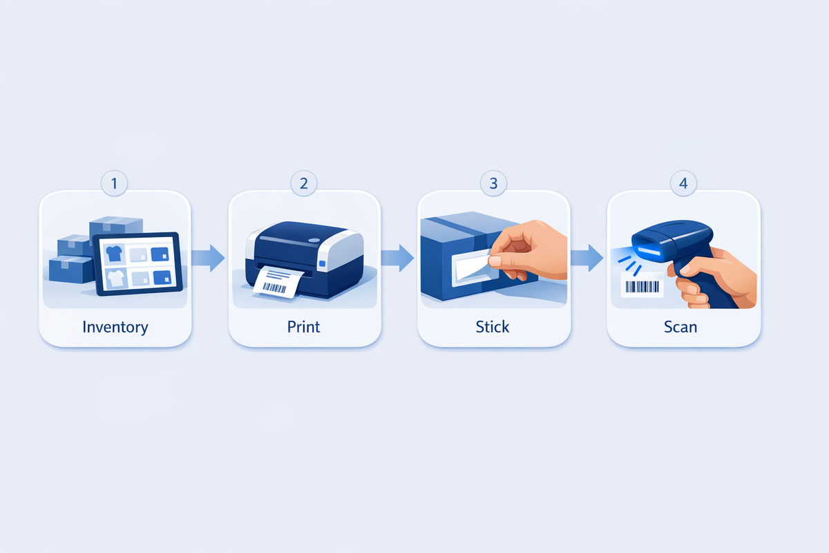 Inventory to print to apply to scan workflow