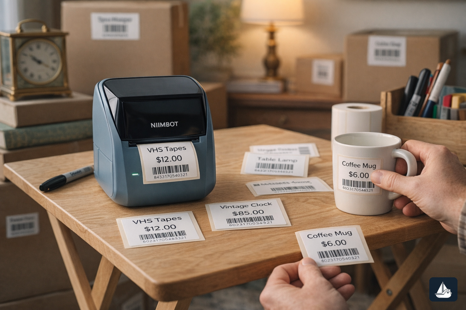 NIIMBOT B1 label printer setup for estate sale inventory