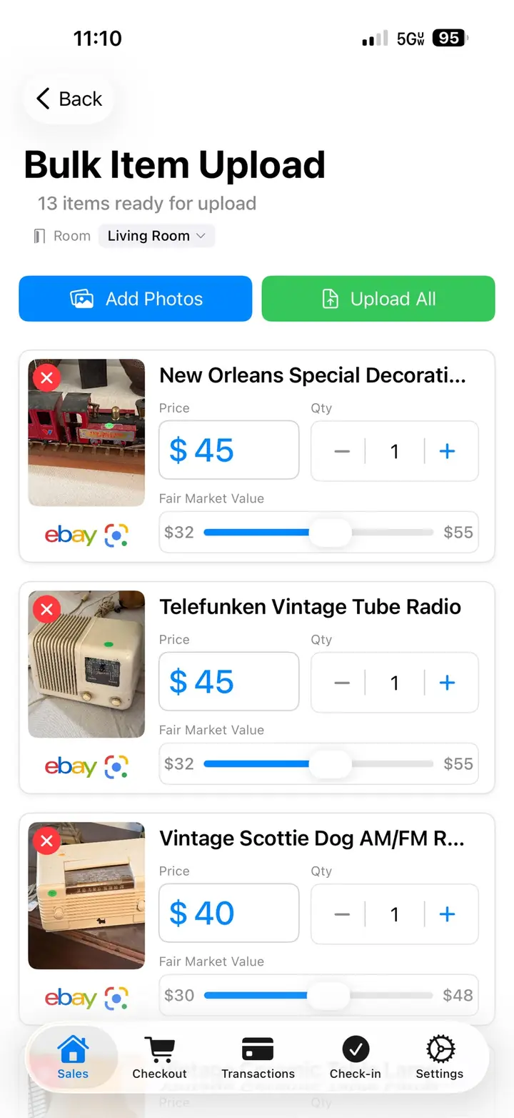 EstateSail checkout cart on iPhone