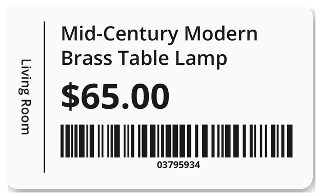 Mid-Century Modern Brass Table Lamp $65.00 barcode label