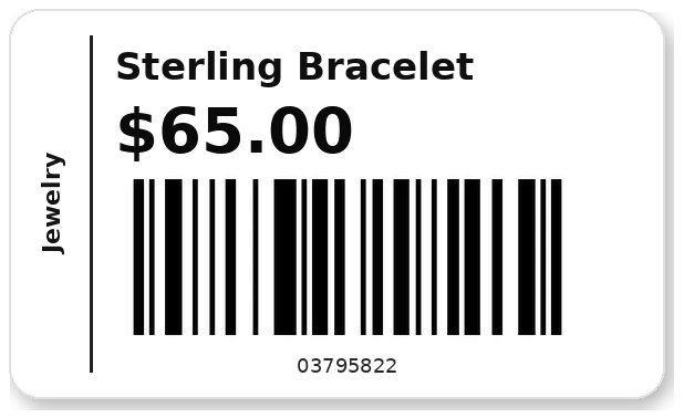 Sterling Bracelet $65.00 barcode label
